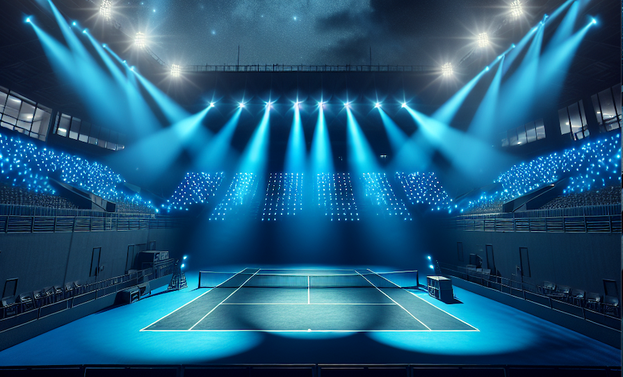 Blue lights on tennis court