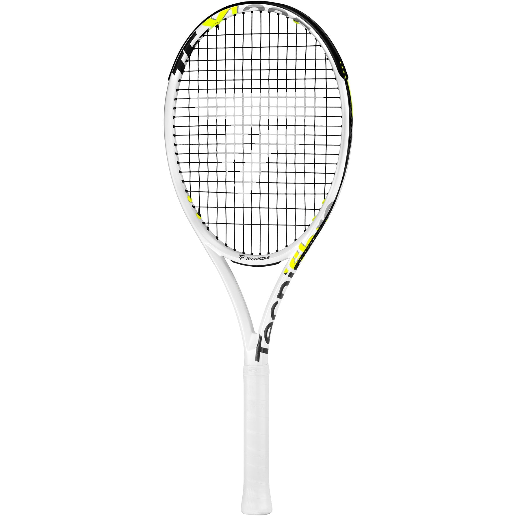 Tecnifibre TF-X1 285 Tennis Racket showcasing its White/Black/Neon Yellow color combination