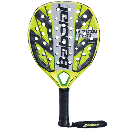 Detailed view of the Babolat Counter Veron Padel Racket showcasing its unique Carbon Flex technology.