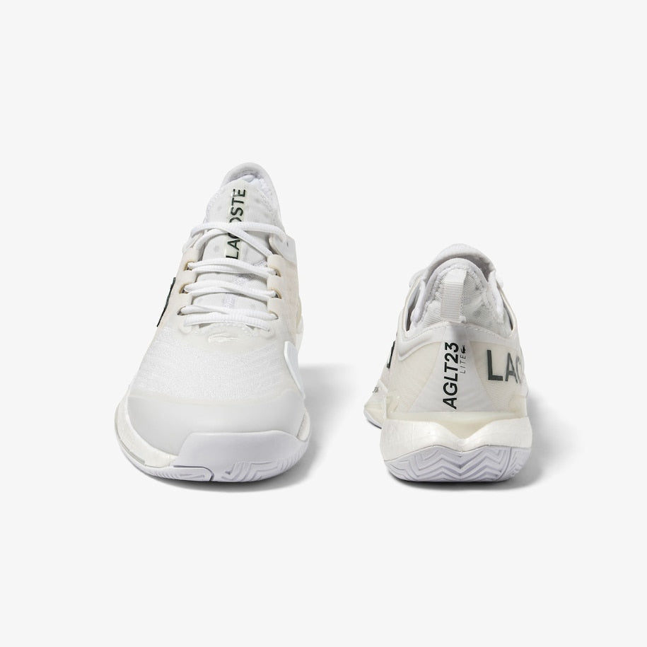 Lacoste AG-LT23 Lite Women's Tennis Shoes in White, showcasing super-light engineered jacquard uppers for breathability