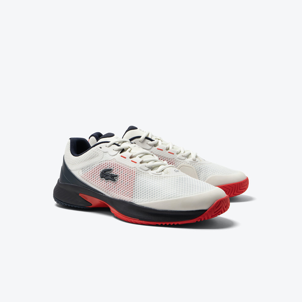 Breathable and comfortable Lacoste Tech Point Men's Tennis Shoes in White/Navy/Red, providing excellent court performance