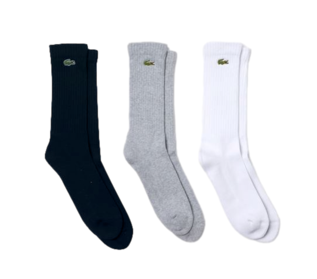 Lacoste Men's High-Cut Tennis Socks in different colors.