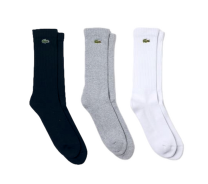 Lacoste Men's High-Cut Tennis Socks in different colors.