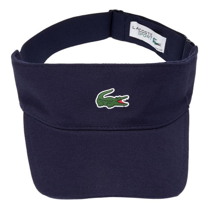 Navy Cotton Lacoste Tennis Visor with Green Crocodile Logo - Racquet Point