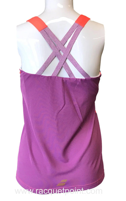 Babolat Women's Tennis Tank Top - Fluo Red (Pink) / Purple Racquet Point