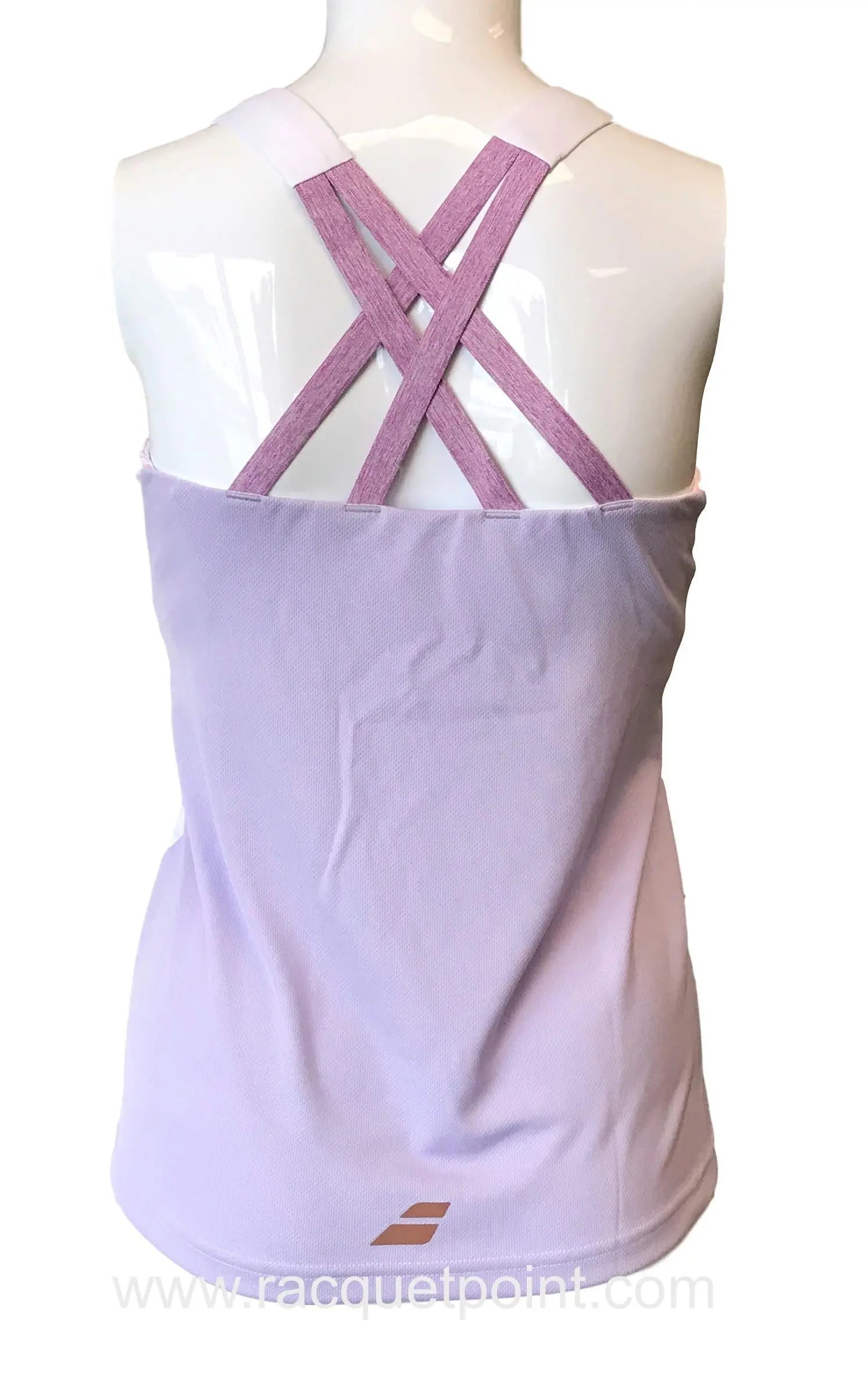 Babolat Women's Tennis Tank Top - White/Light Purple Racquet Point