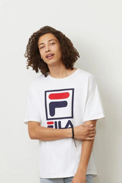 Fila Men's Stacked T-Shirt - White Racquet Point