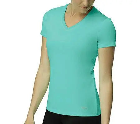 Fila Silky V-Neck Tee - Aqua Green Racquet Point