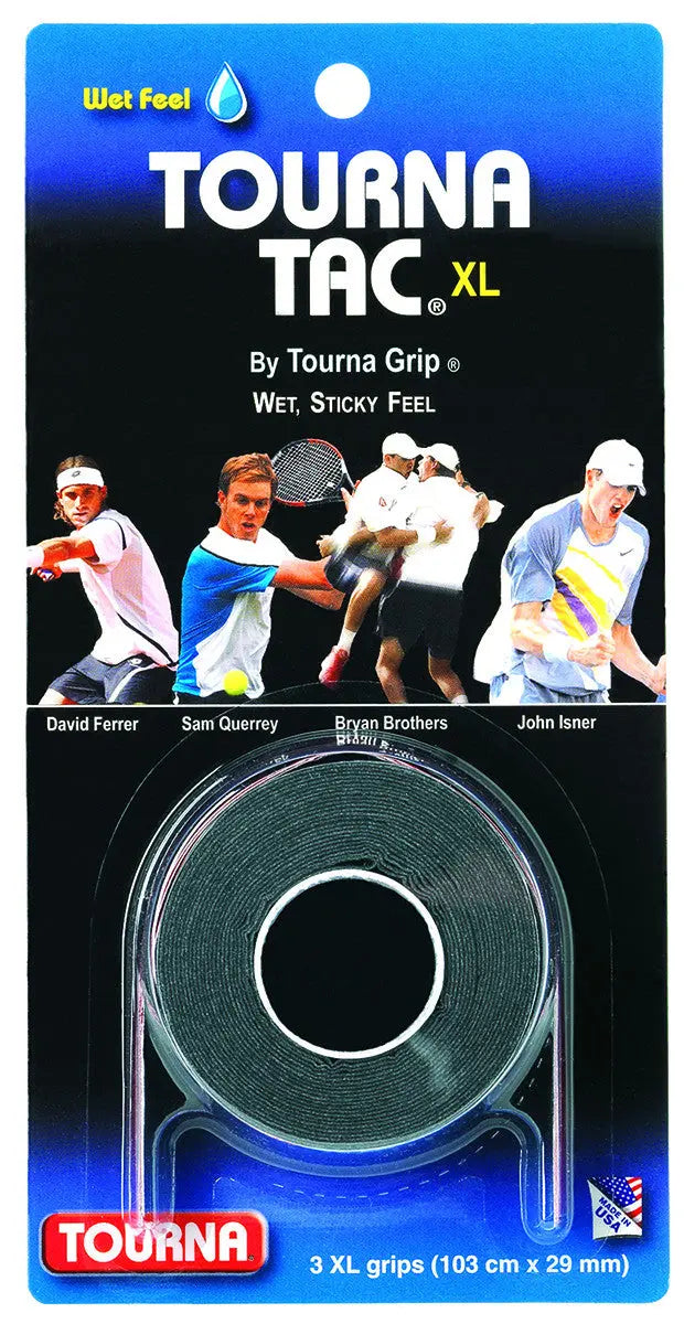 Tourna Tac Overgrip XL Black- 3 pack Racquet Point